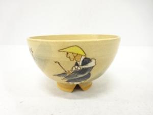 色絵　歌に人物　茶碗